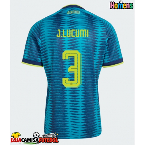 Camisa de Futebol Colômbia Jhon Lucumi #3 Equipamento Secundário Mundo 2026 Manga Curta
